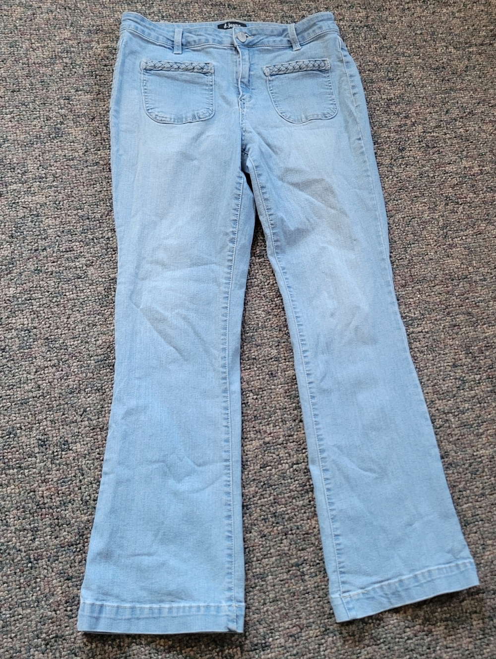 d. jeans Light Blue Flare Jeans with Braided Pocket Trim